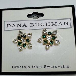 Dana Buchman Gold-tone and Green Crystal Earrings #1137